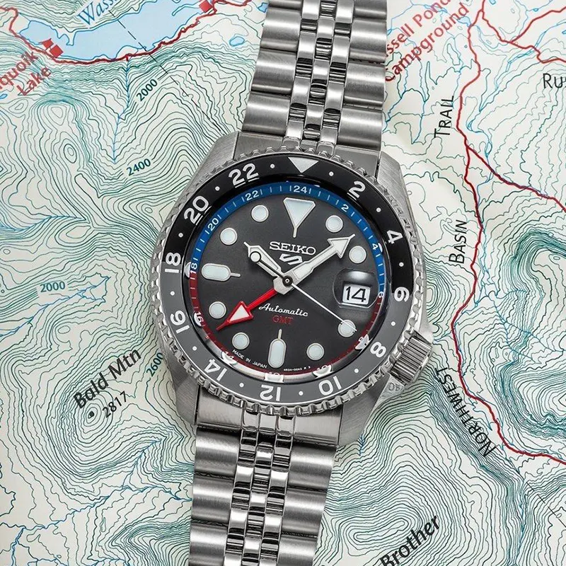 Seiko 5 Sports GMT Pepsi Bezel Charcoal Men’s Watch- SSK019J1